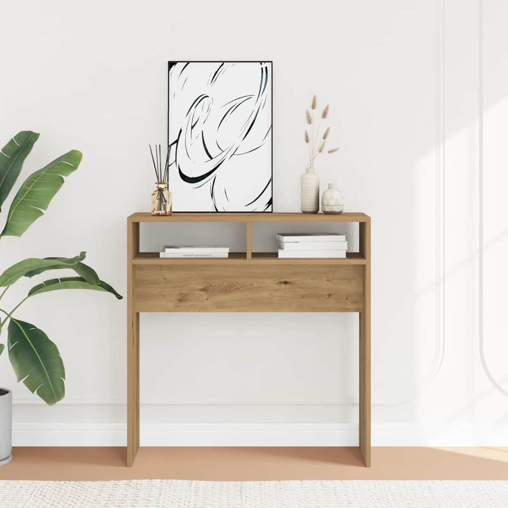 Table console chêne artisanal 78x30x80 cm bois d'ingénierie - XIOS