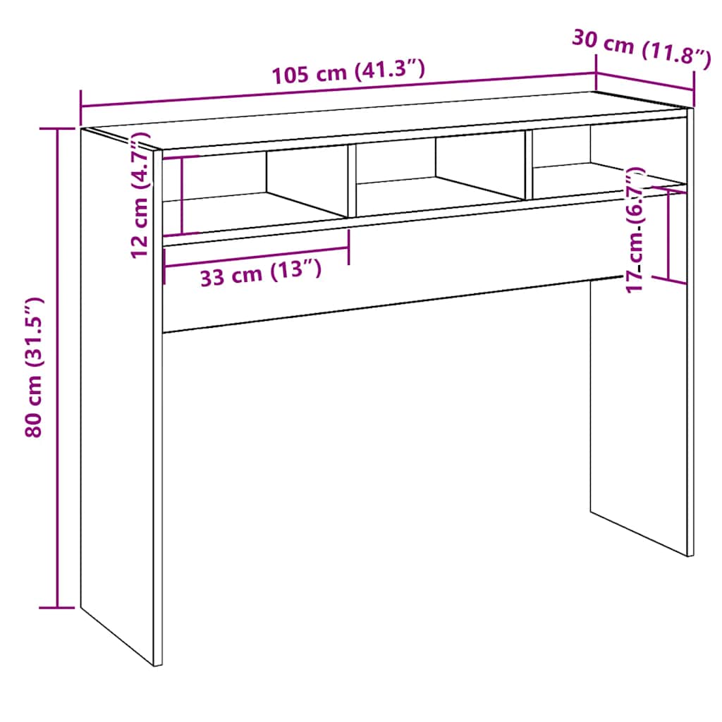 Table console vieux bois 105x30x80 cm bois d'ingénierie - XIOS