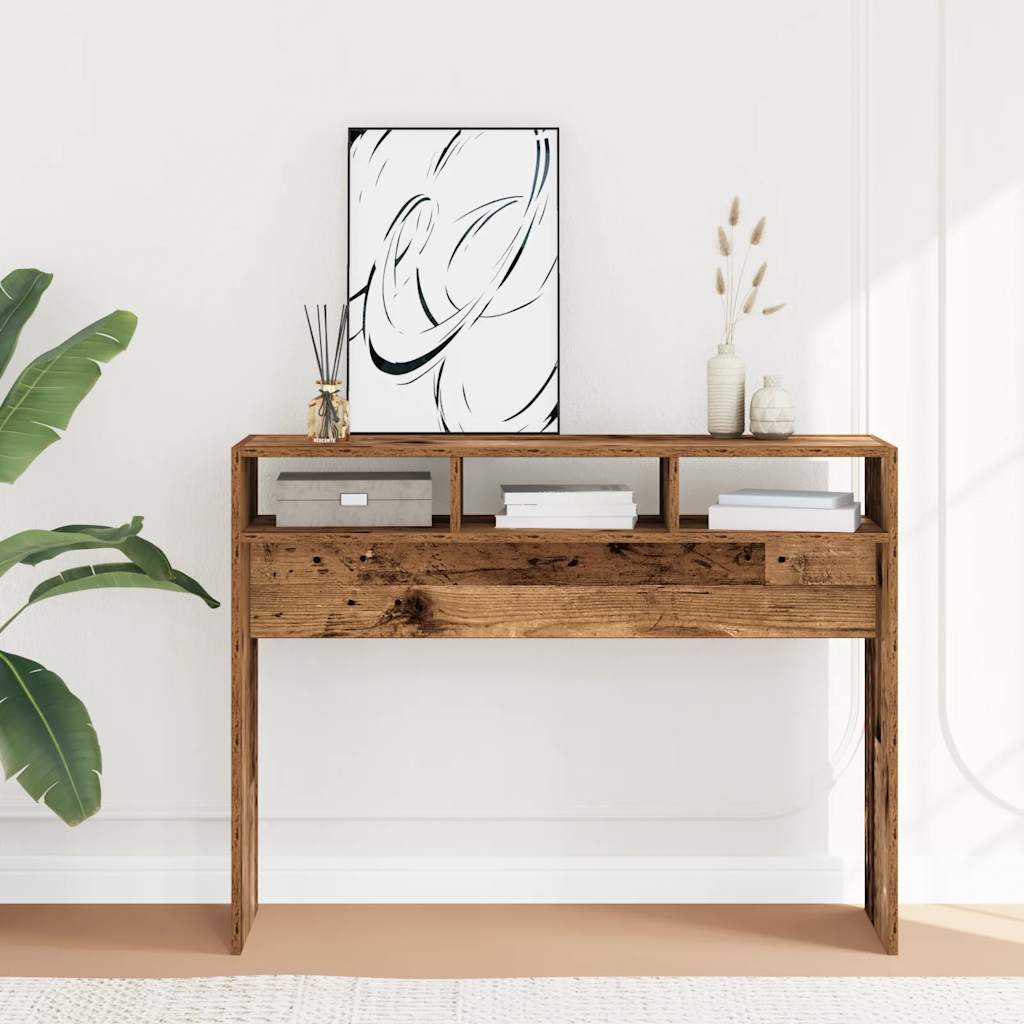 Table console vieux bois 105x30x80 cm bois d'ingénierie - XIOS