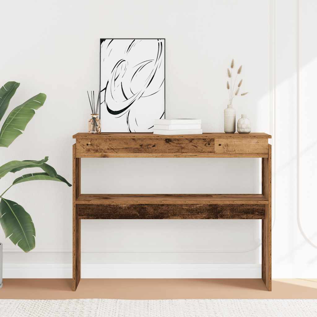 Table console vieux bois 102x30x80 cm bois d'ingénierie - XIOS
