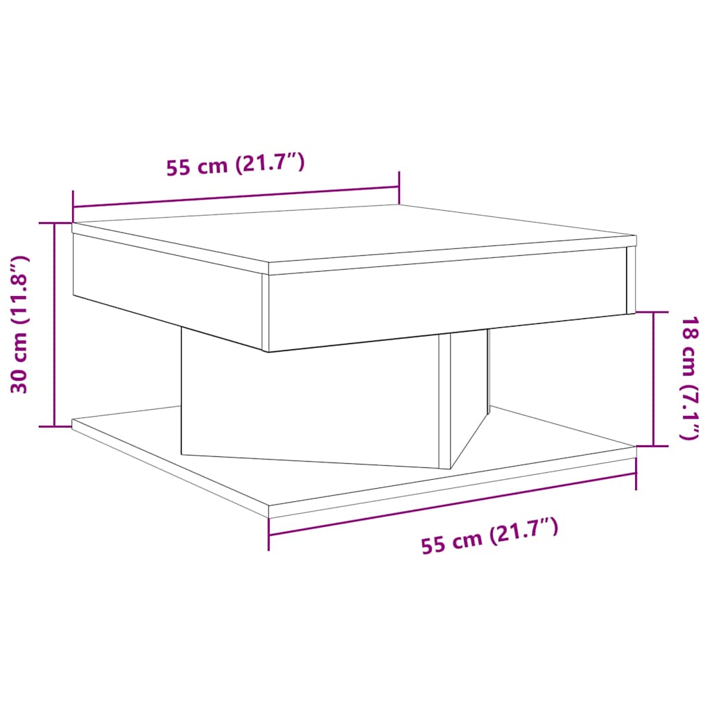 Table basse vieux bois 55x55x30 cm bois d'ingénierie