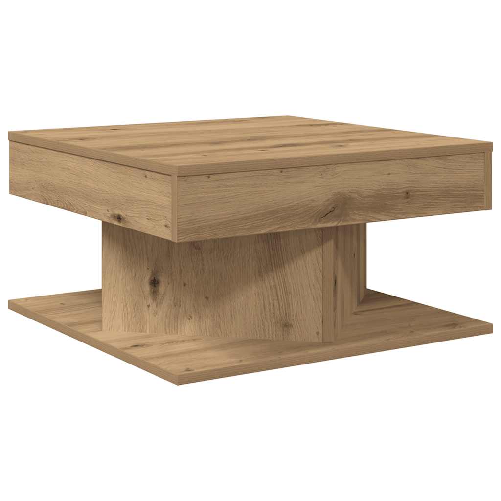 Table basse chêne artisanal 55x55x30 cm bois d'ingénierie - XIOS