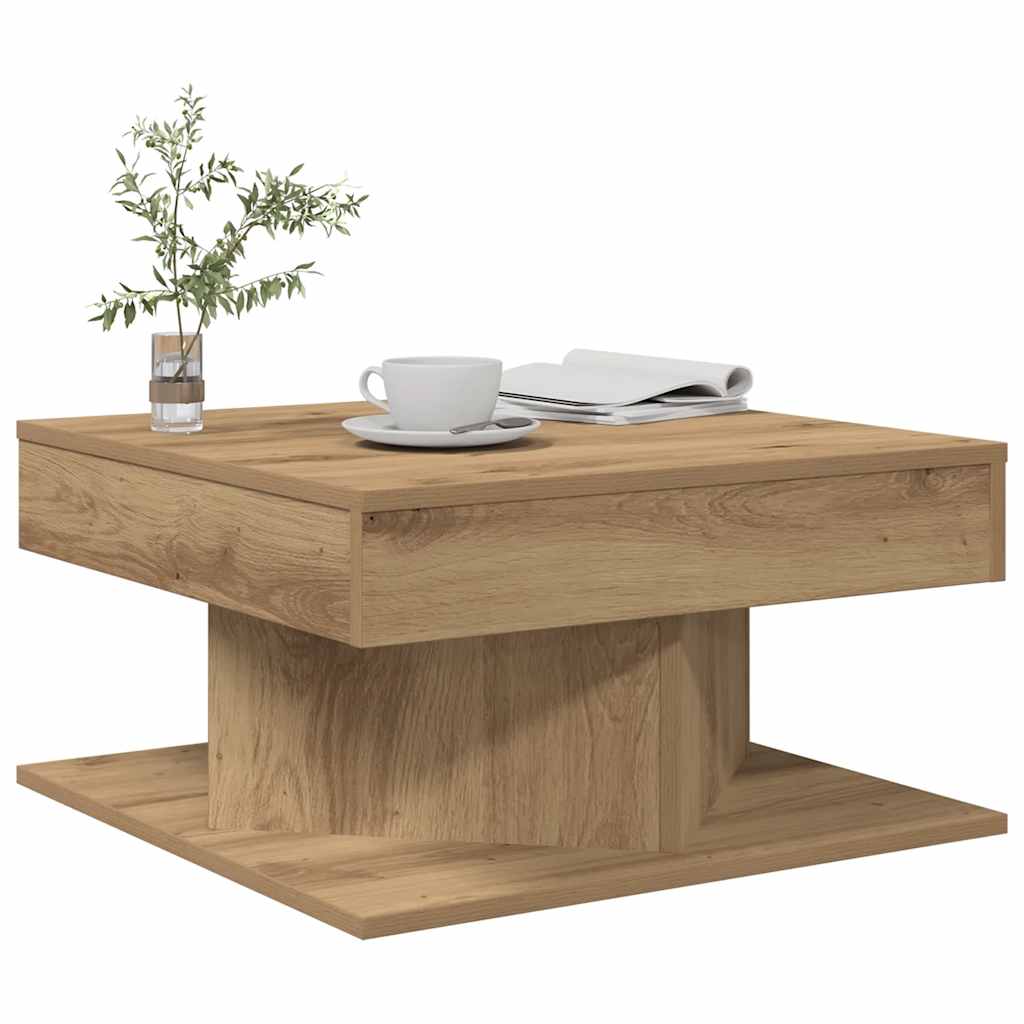 Table basse chêne artisanal 55x55x30 cm bois d'ingénierie - XIOS