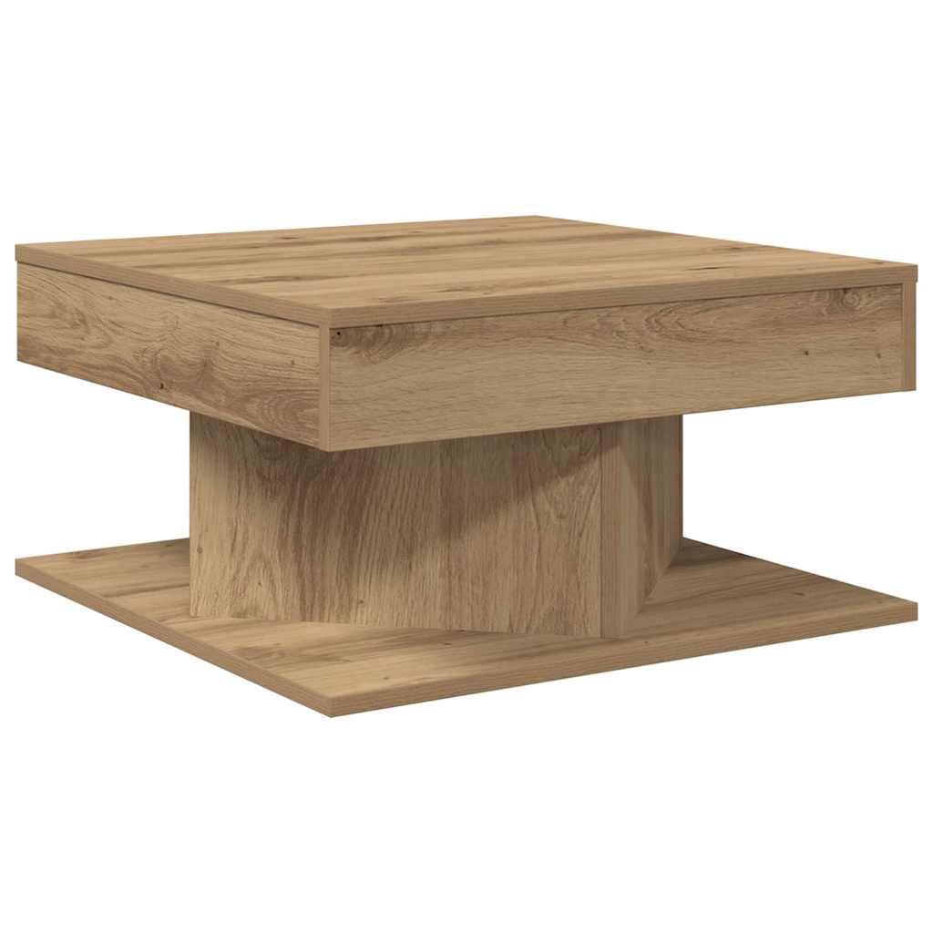 Table basse chêne artisanal 55x55x30 cm bois d'ingénierie - XIOS