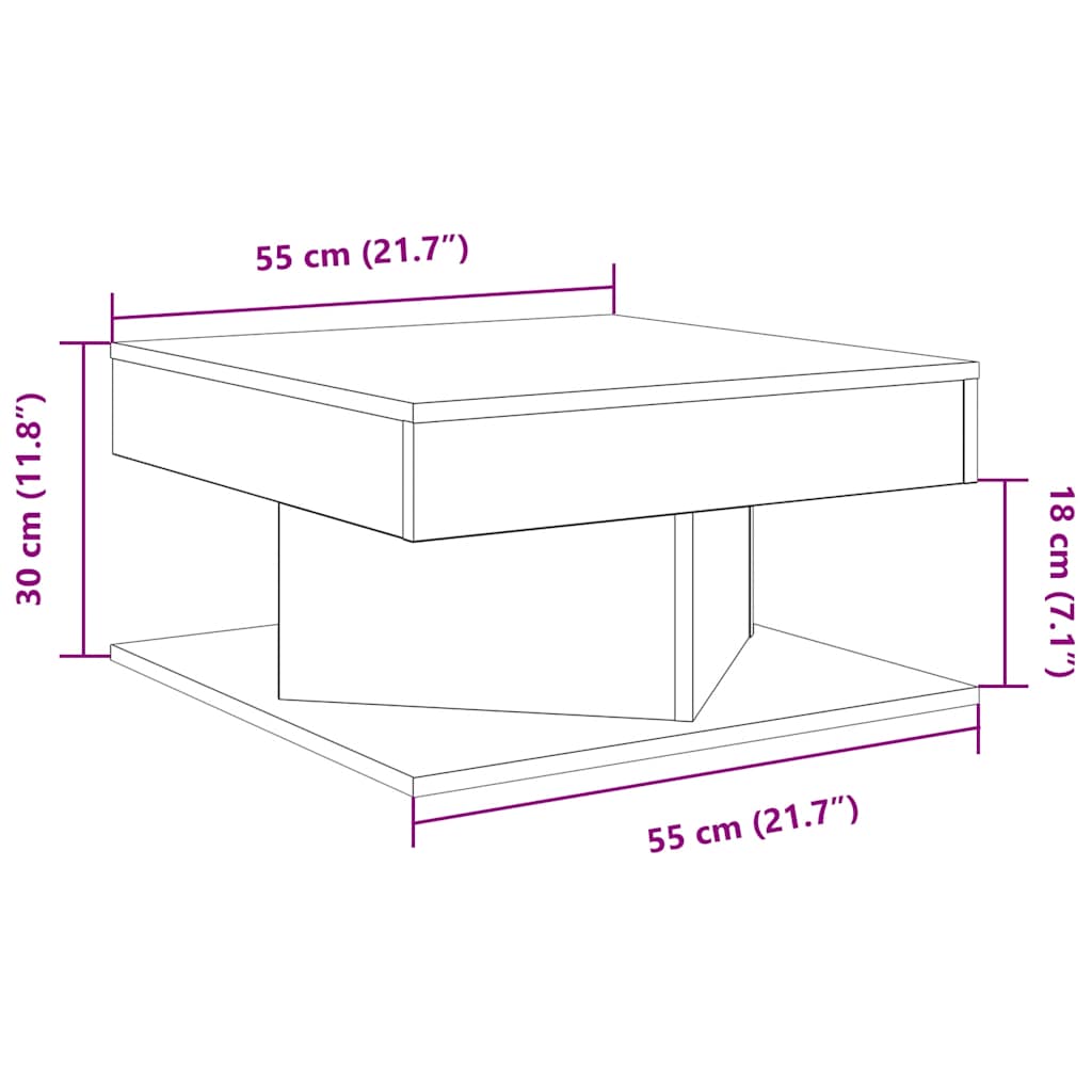 Table basse chêne artisanal 55x55x30 cm bois d'ingénierie - XIOS
