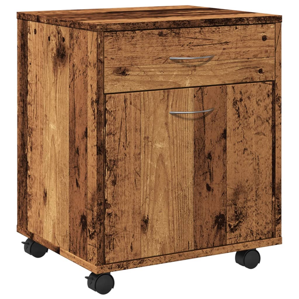 Armoire à roulettes vieux bois 45x38x54 cm bois d'ingénierie - XIOS