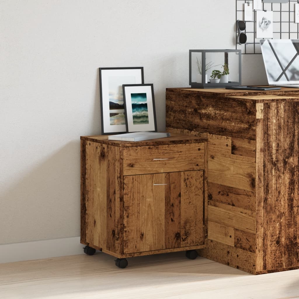 Armoire à roulettes vieux bois 45x38x54 cm bois d'ingénierie - XIOS