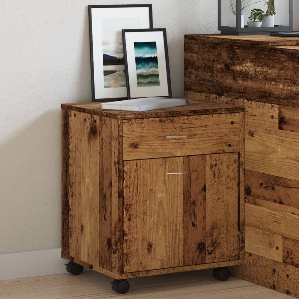 Armoire à roulettes vieux bois 45x38x54 cm bois d'ingénierie - XIOS