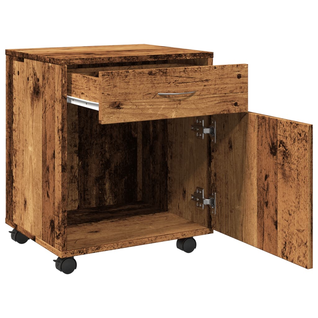 Armoire à roulettes vieux bois 45x38x54 cm bois d'ingénierie - XIOS