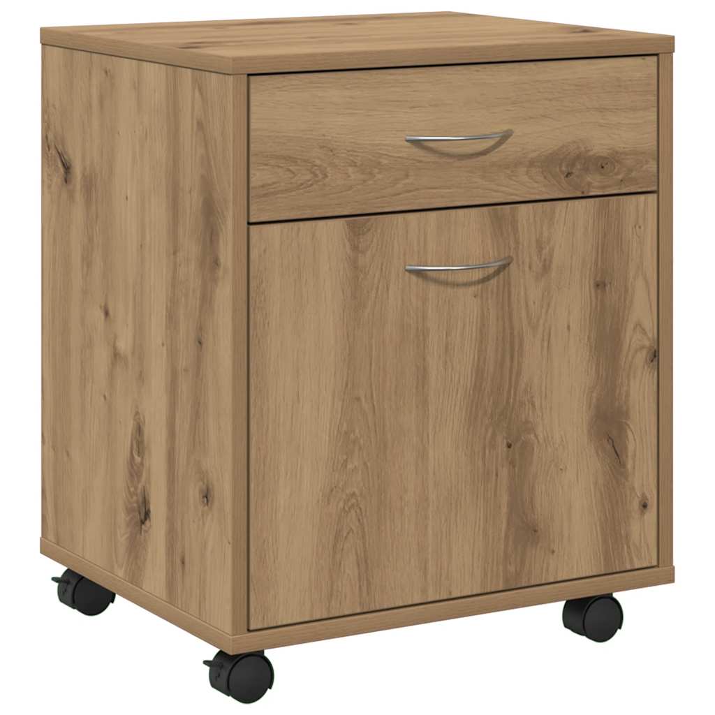 Armoire roulante chêne artisanal 45x38x54 cm bois d'ingénierie - XIOS