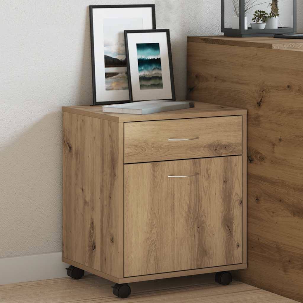 Armoire roulante chêne artisanal 45x38x54 cm bois d'ingénierie - XIOS