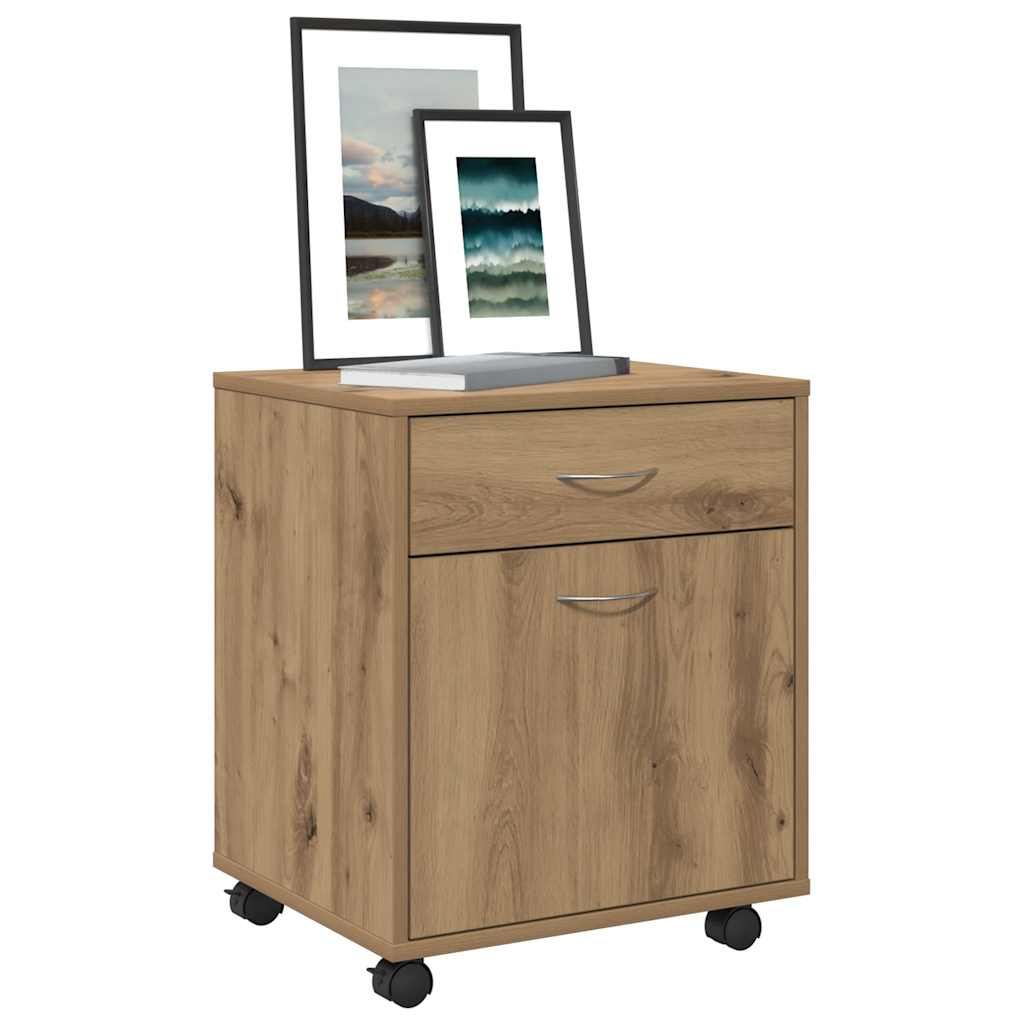 Armoire roulante chêne artisanal 45x38x54 cm bois d'ingénierie - XIOS