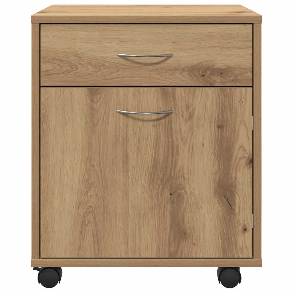 Armoire roulante chêne artisanal 45x38x54 cm bois d'ingénierie - XIOS