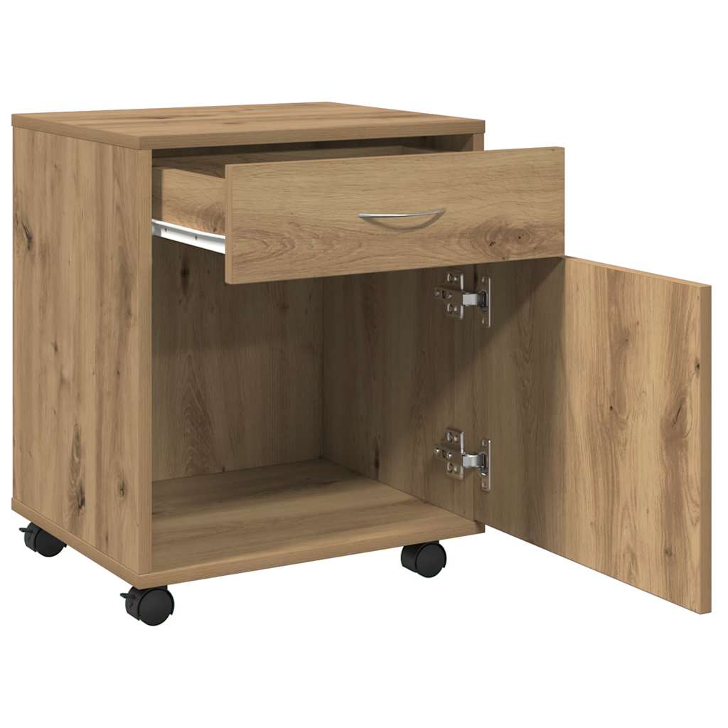 Armoire roulante chêne artisanal 45x38x54 cm bois d'ingénierie - XIOS