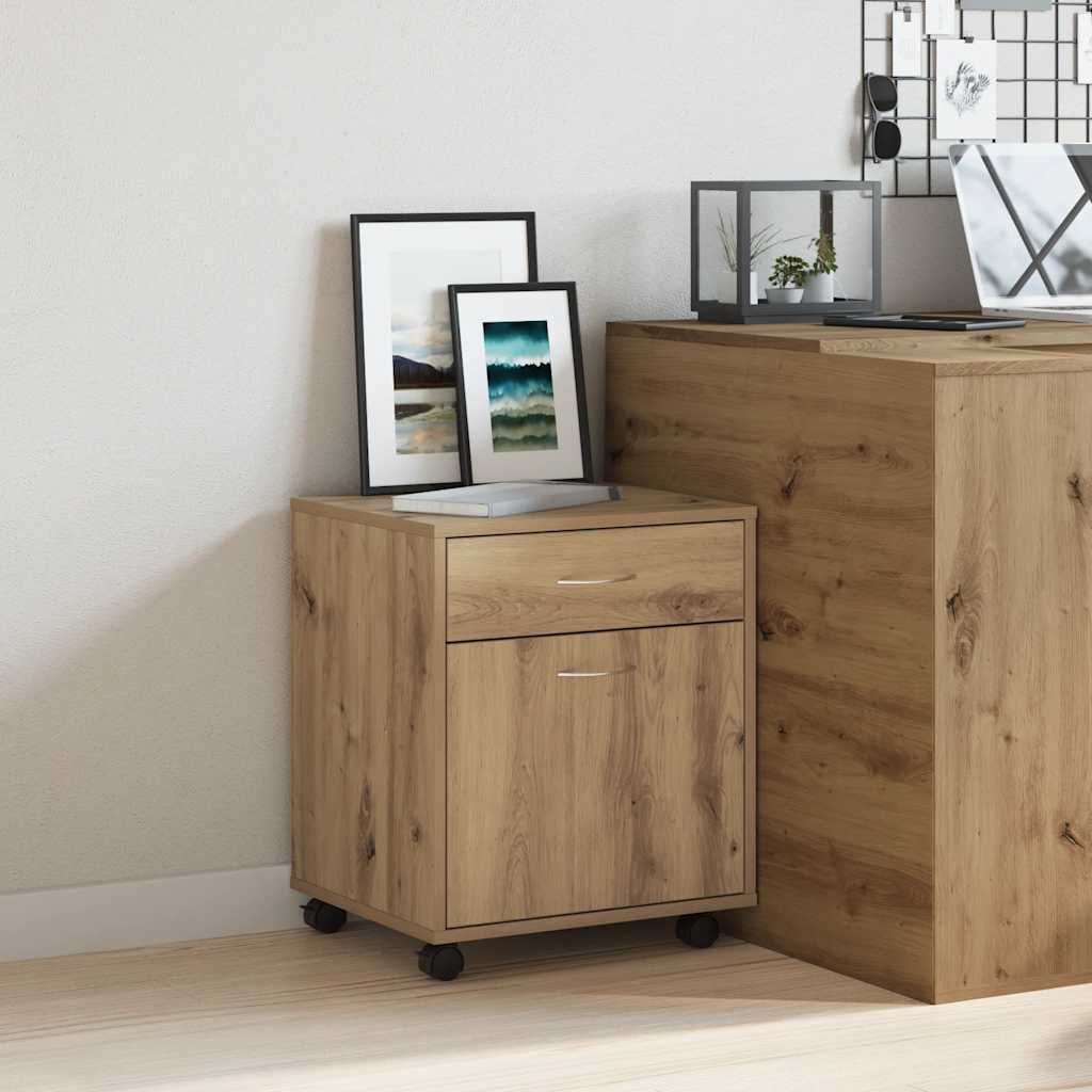 Armoire roulante chêne artisanal 45x38x54 cm bois d'ingénierie - XIOS