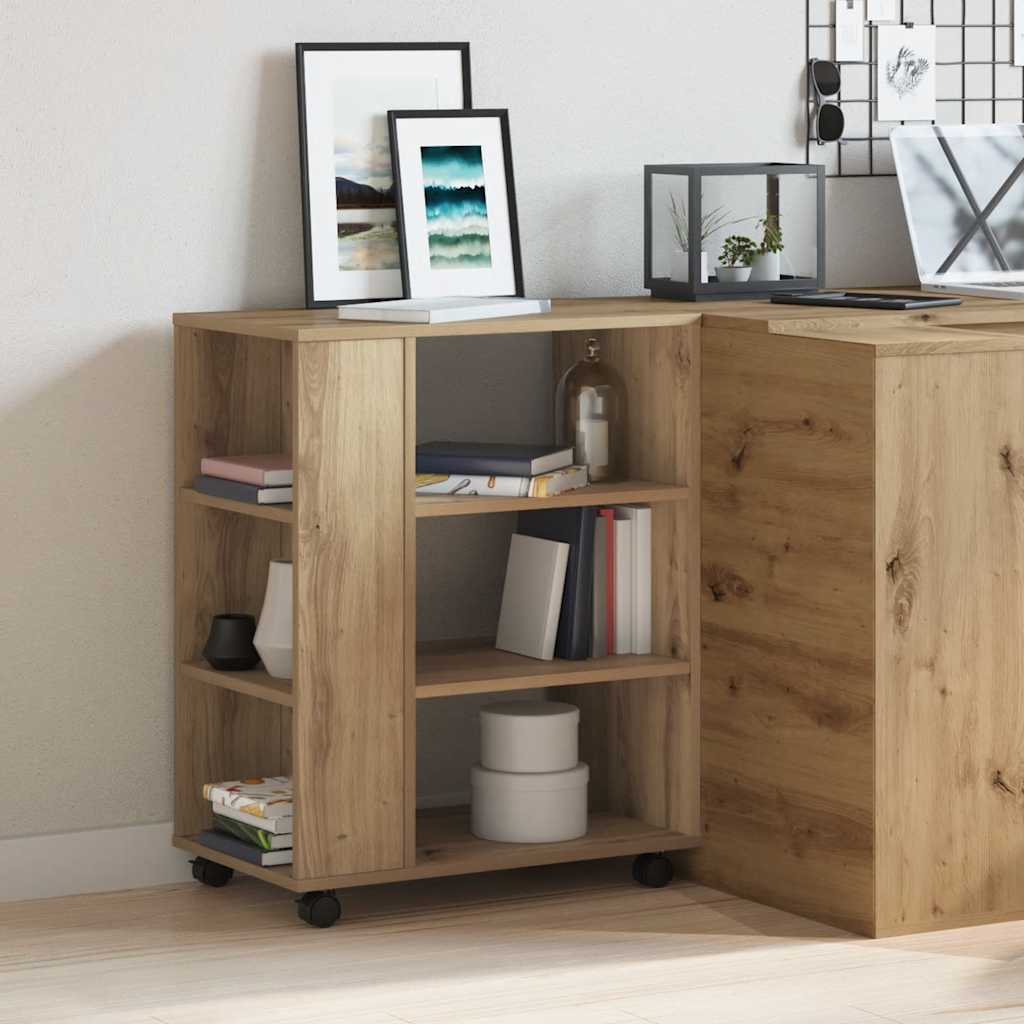 Armoire roulante chêne artisanal 60x35x75 cm bois d'ingénierie