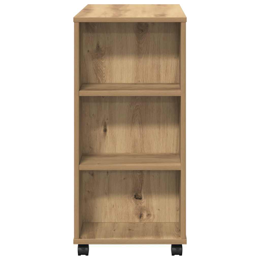 Armoire roulante chêne artisanal 60x35x75 cm bois d'ingénierie