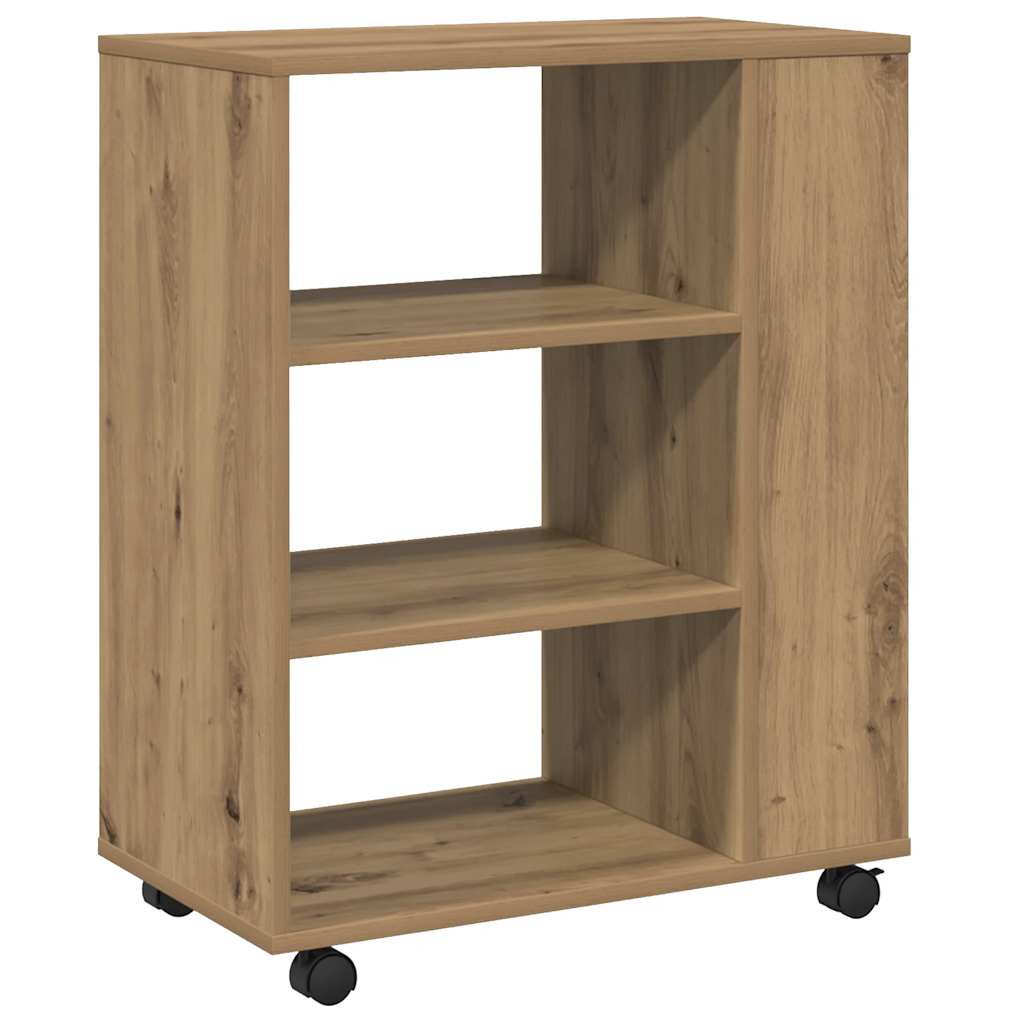Armoire roulante chêne artisanal 60x35x75 cm bois d'ingénierie