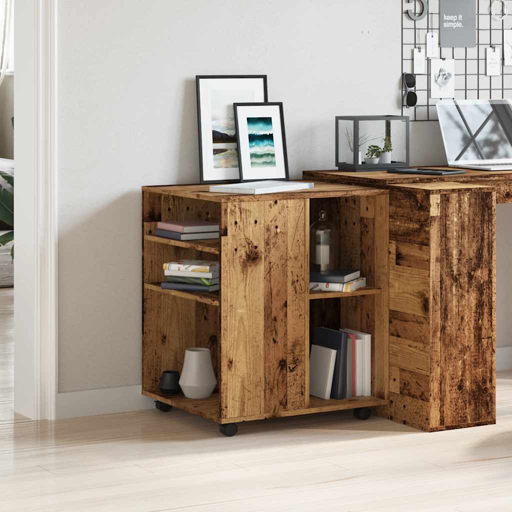 Armoire à roulettes vieux bois 60x53x72 cm bois d'ingénierie - XIOS