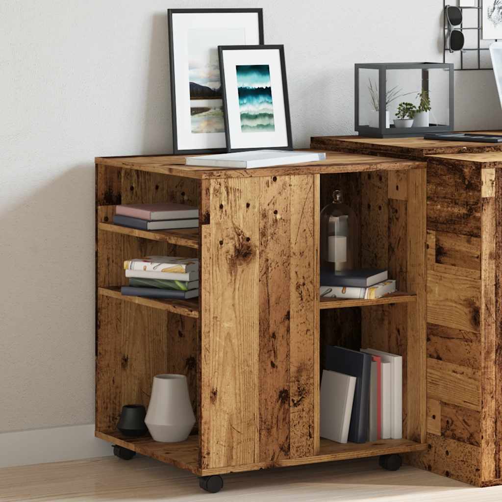 Armoire à roulettes vieux bois 60x53x72 cm bois d'ingénierie - XIOS