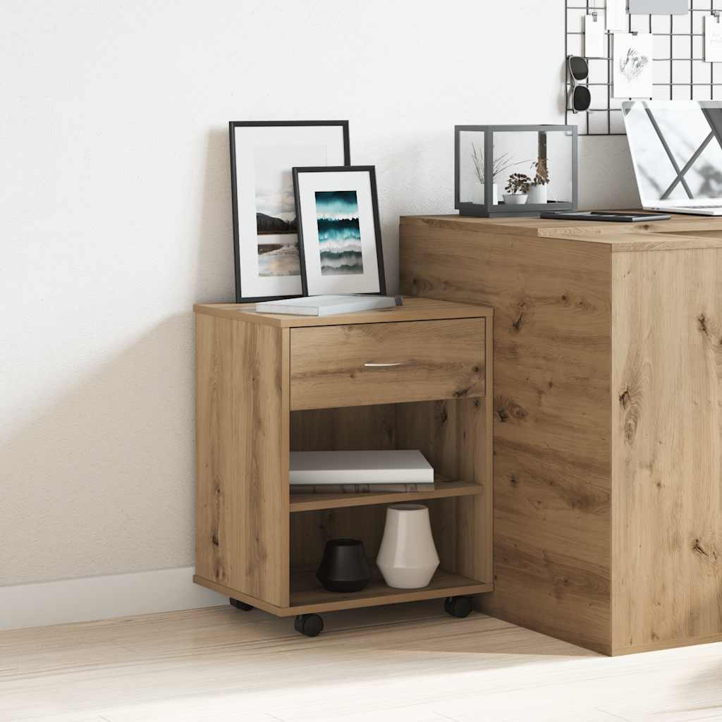 Armoire roulante chêne artisanal 46x36x59 cm bois d'ingénierie - XIOS