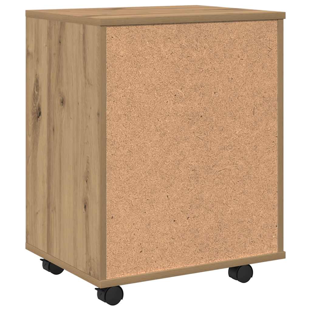 Armoire roulante chêne artisanal 46x36x59 cm bois d'ingénierie - XIOS