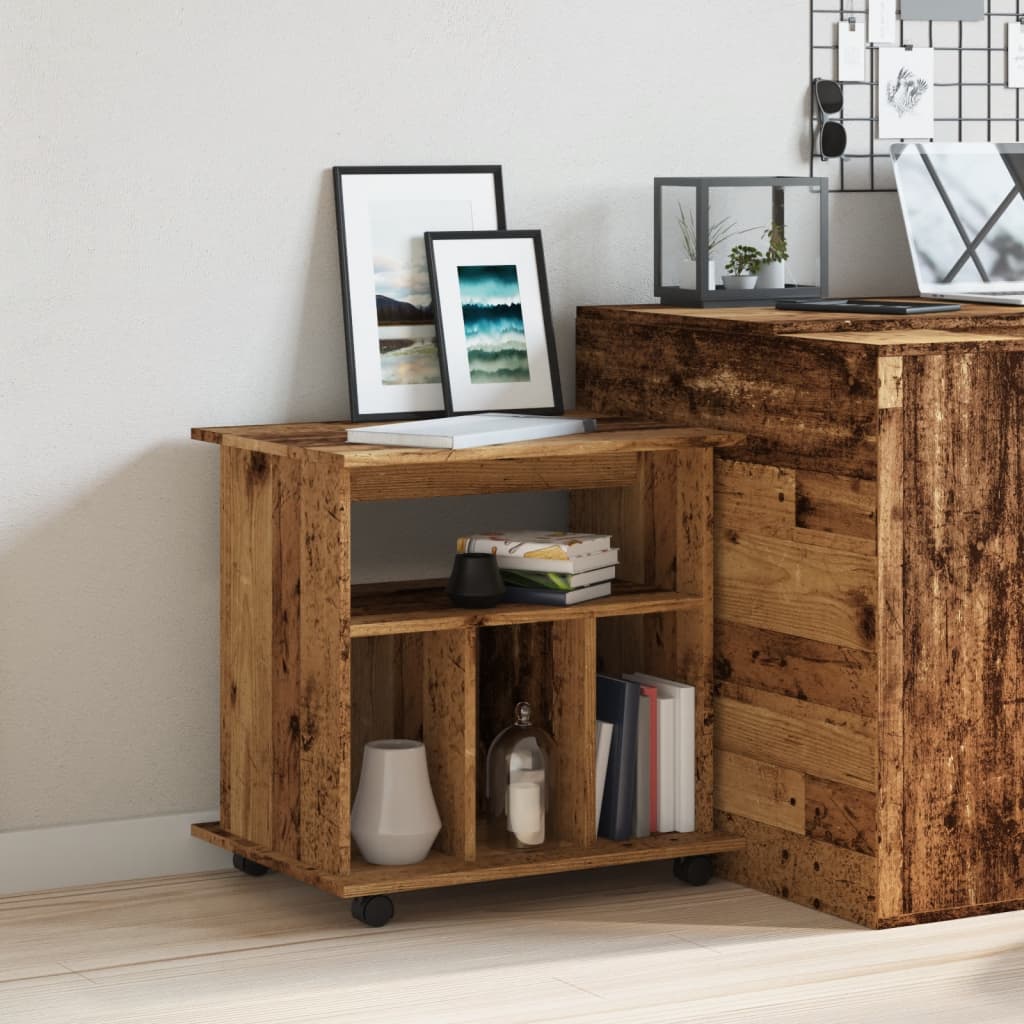Armoire à roulettes vieux bois 60x45x60 cm bois d'ingénierie - XIOS