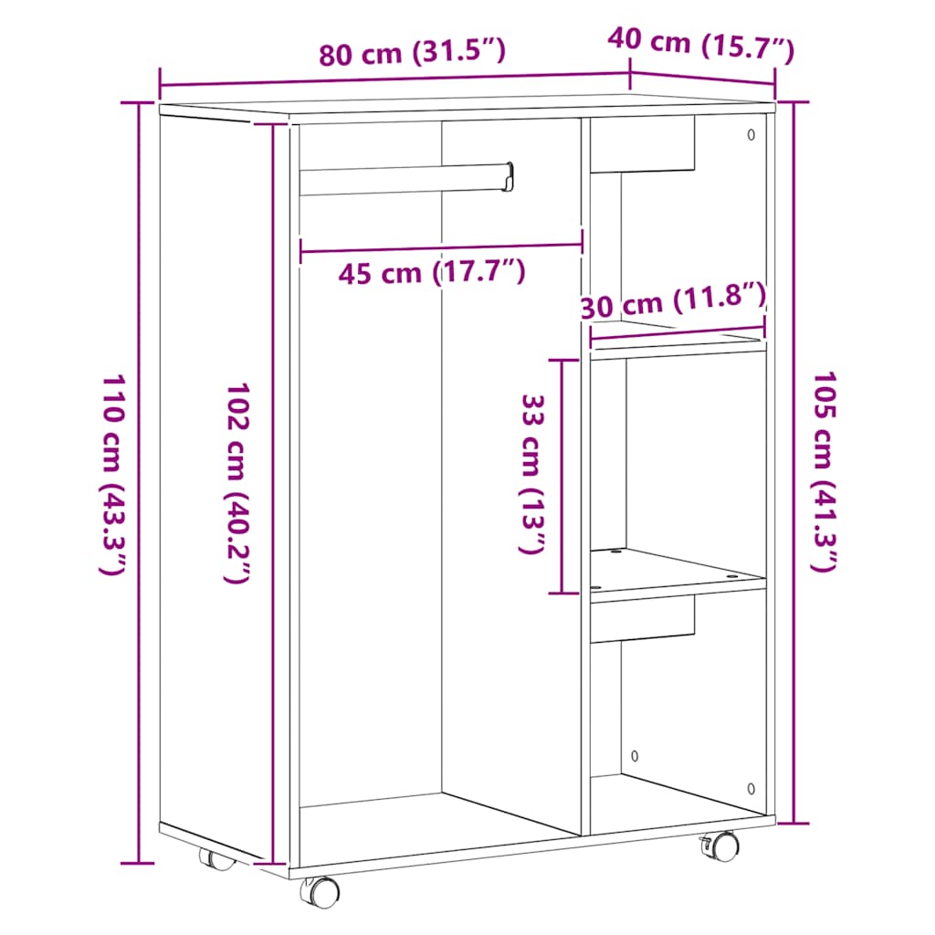 Garde-robe chêne artisanal 80x40x110 cm bois d'ingénierie - XIOS
