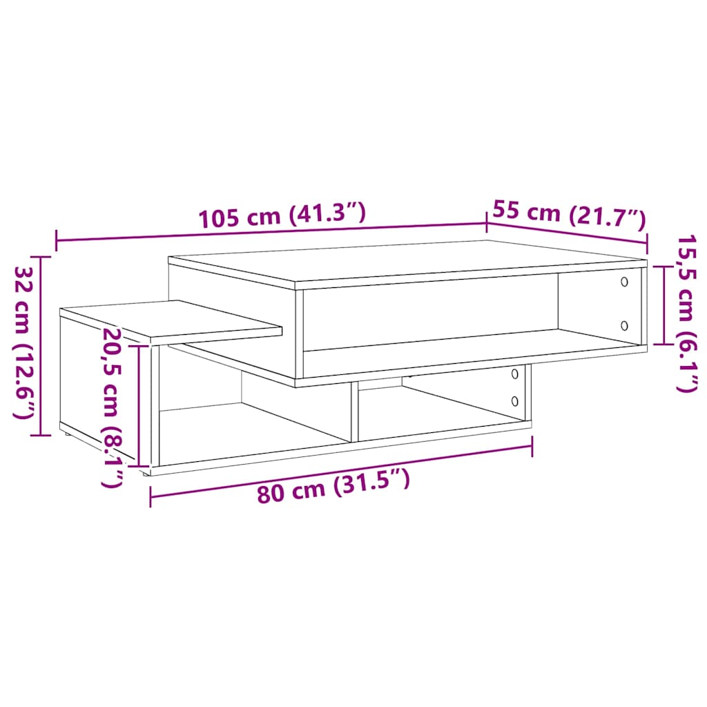 Table basse chêne artisanal 105x55x32 cm bois d'ingénierie - XIOS