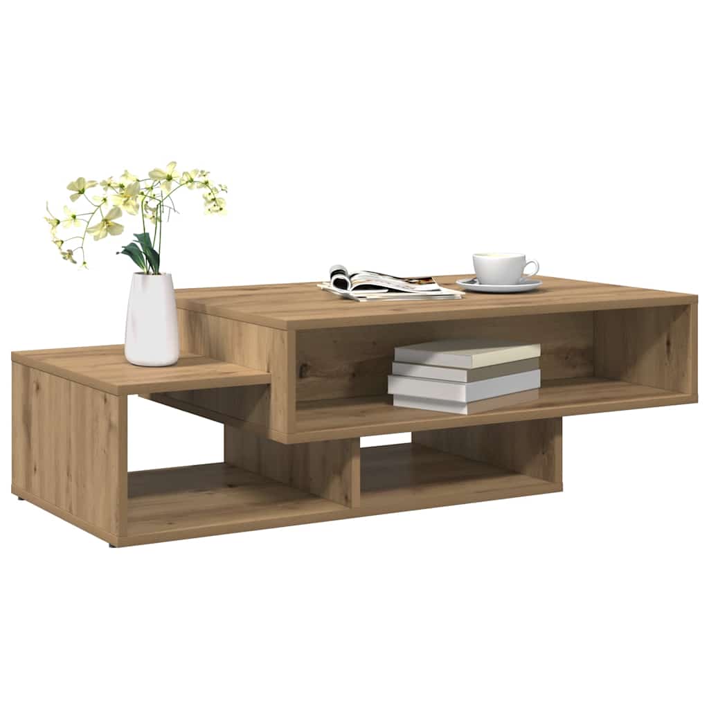 Table basse chêne artisanal 105x55x32 cm bois d'ingénierie - XIOS