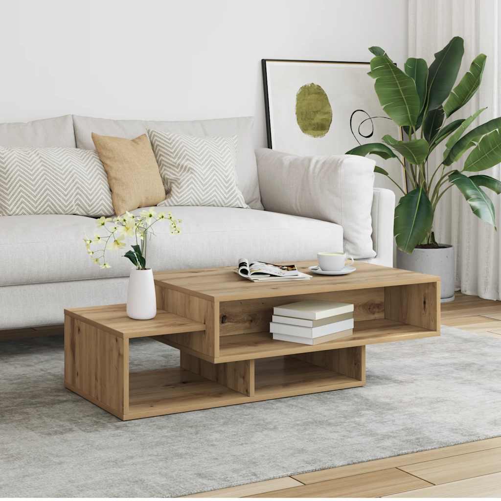 Table basse chêne artisanal 105x55x32 cm bois d'ingénierie - XIOS