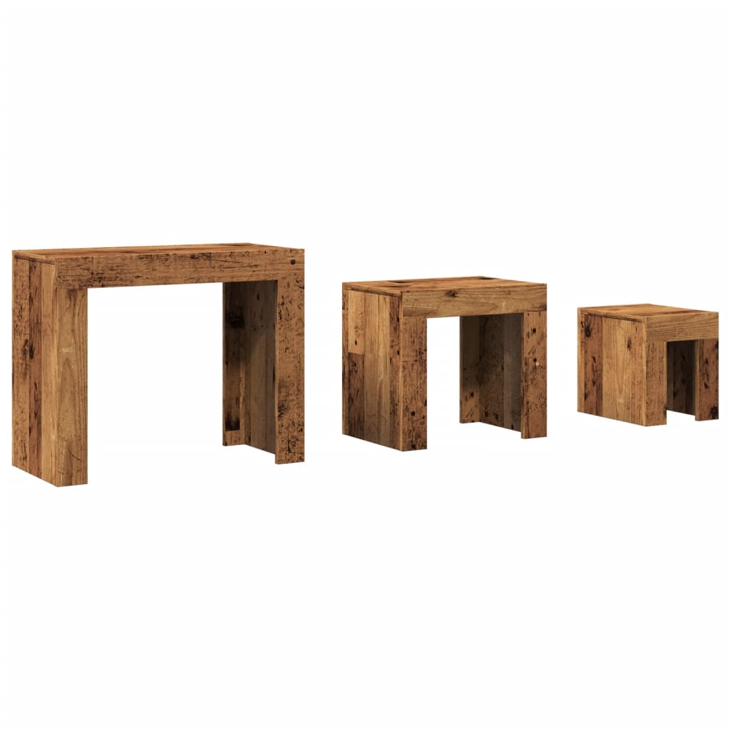 Tables basses gigognes 3 pcs vieux bois bois d'ingénierie - XIOS