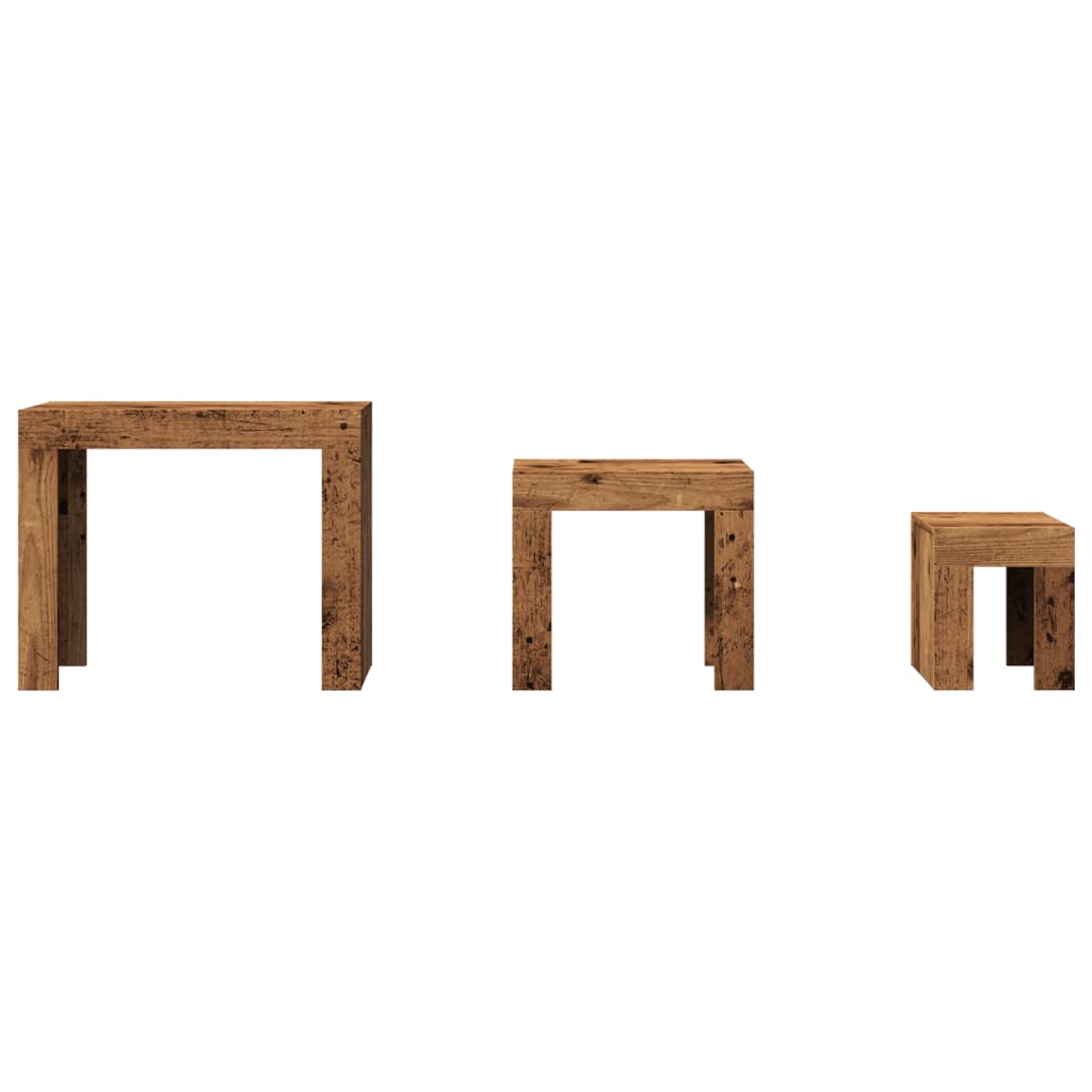Tables basses gigognes 3 pcs vieux bois bois d'ingénierie - XIOS