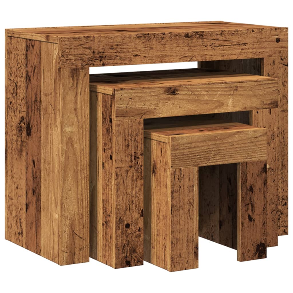 Tables basses gigognes 3 pcs vieux bois bois d'ingénierie - XIOS