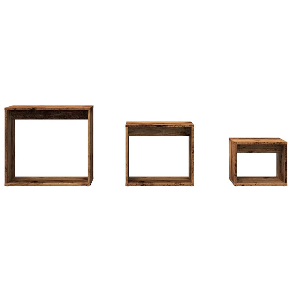 Tables gigognes 3 pcs vieux bois bois d'ingénierie - XIOS