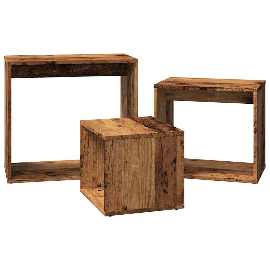 Tables gigognes 3 pcs vieux bois bois d'ingénierie - XIOS
