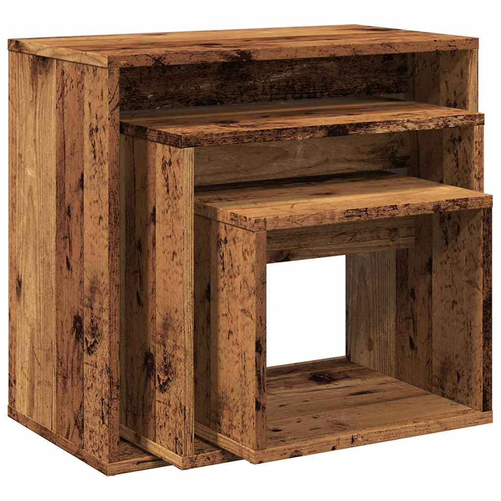 Tables gigognes 3 pcs vieux bois bois d'ingénierie - XIOS
