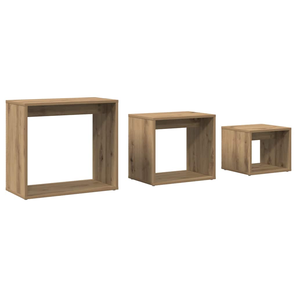 Tables gigognes 3 pcs chêne artisanal bois d'ingénierie - XIOS