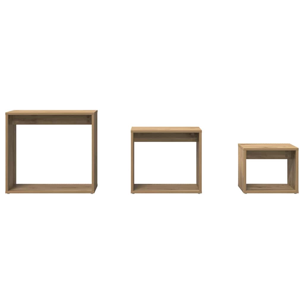 Tables gigognes 3 pcs chêne artisanal bois d'ingénierie - XIOS