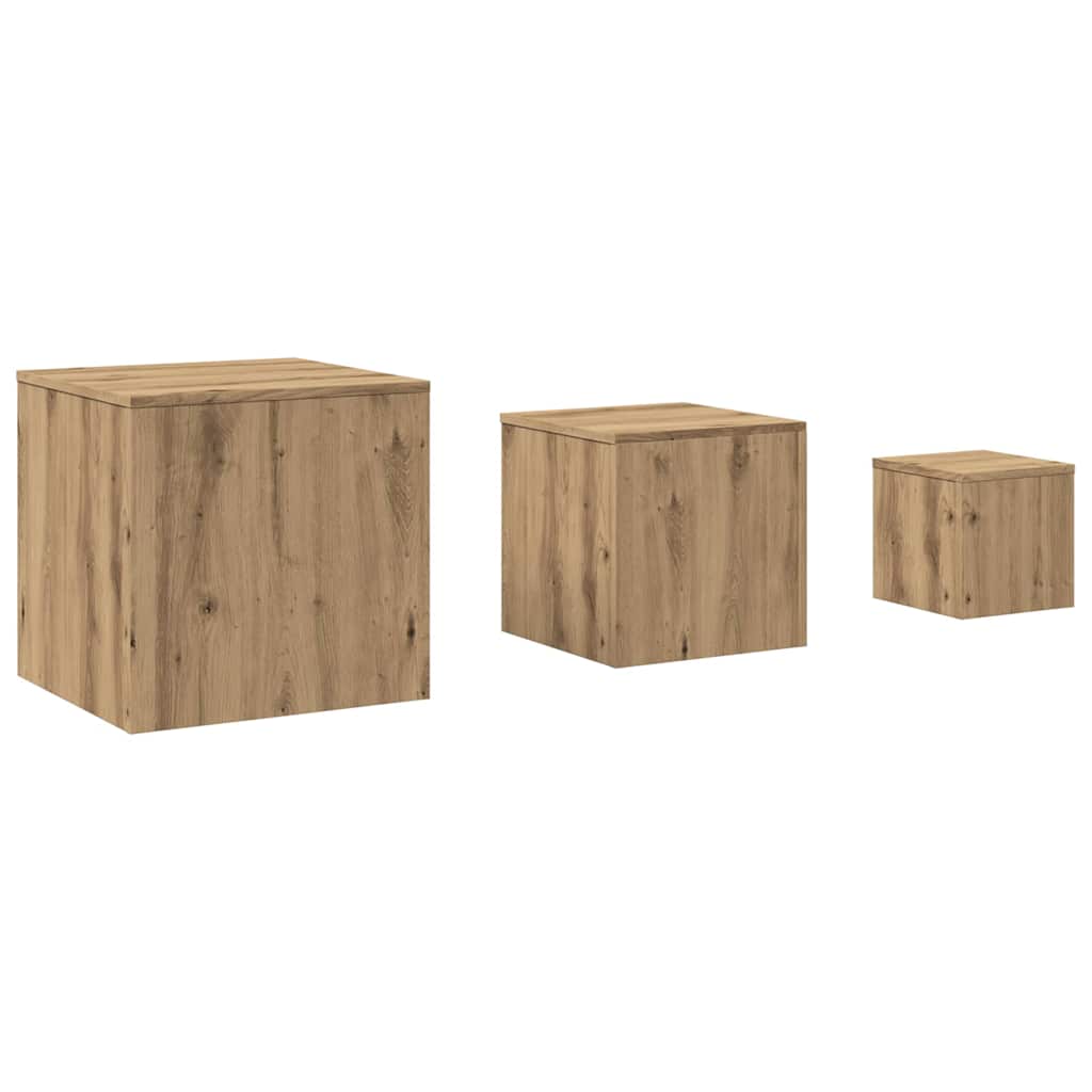 Tables d'appoint 3 pcs chêne artisanal bois d'ingénierie - XIOS