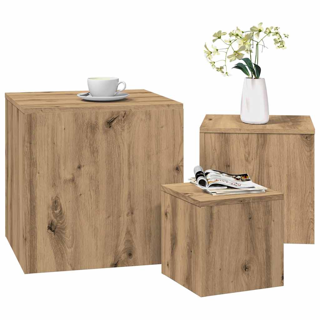 Tables d'appoint 3 pcs chêne artisanal bois d'ingénierie - XIOS
