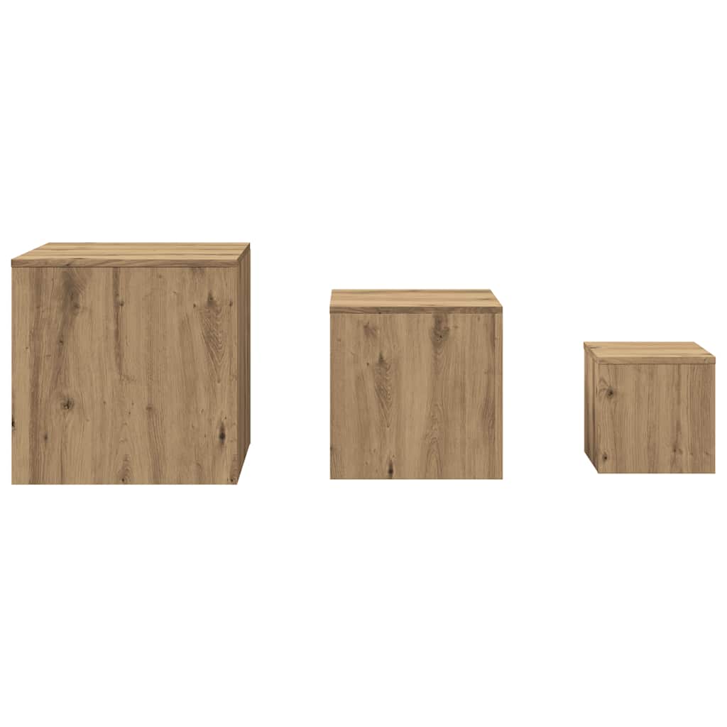 Tables d'appoint 3 pcs chêne artisanal bois d'ingénierie - XIOS