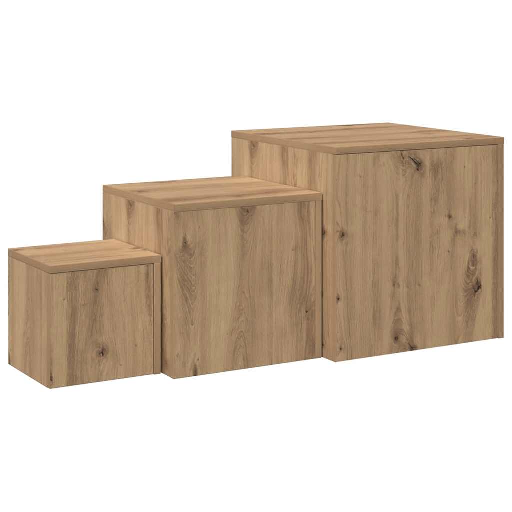 Tables d'appoint 3 pcs chêne artisanal bois d'ingénierie - XIOS