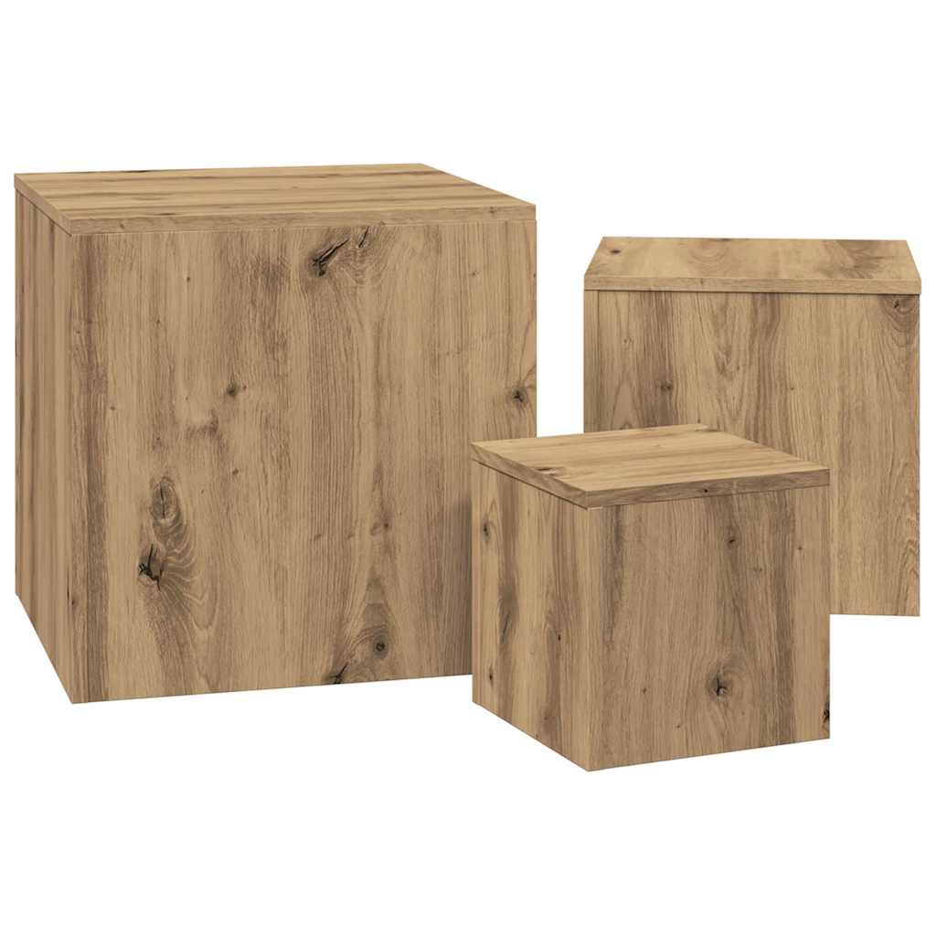 Tables d'appoint 3 pcs chêne artisanal bois d'ingénierie - XIOS