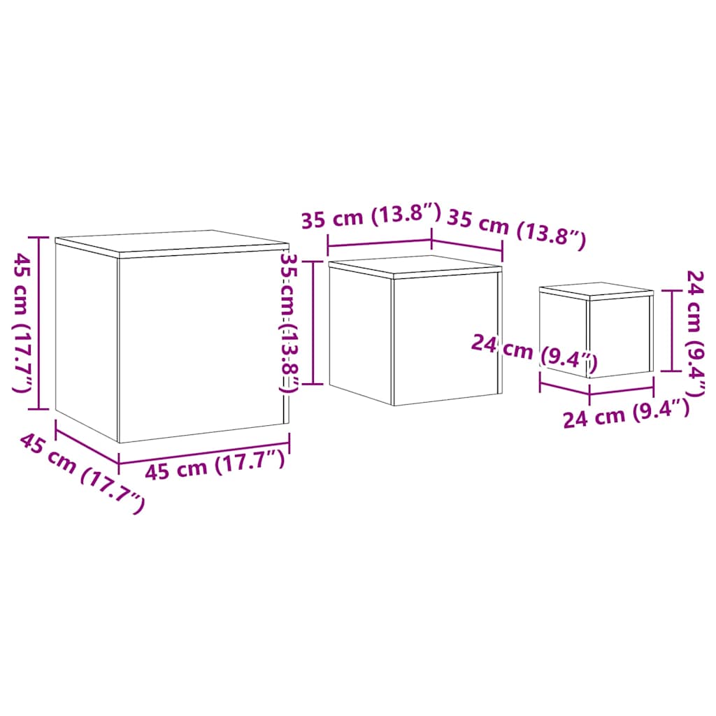 Tables d'appoint 3 pcs chêne artisanal bois d'ingénierie - XIOS