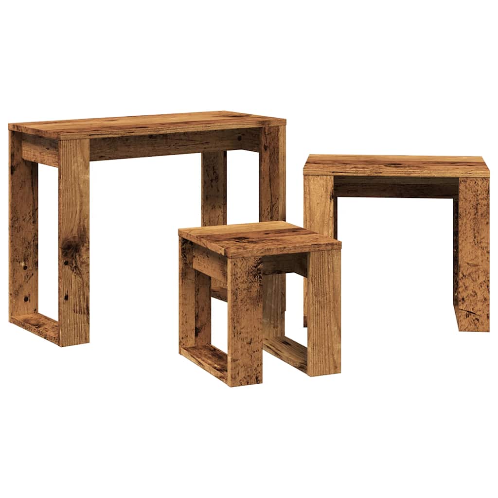 Tables gigognes 3 pcs vieux bois bois d'ingénierie - XIOS