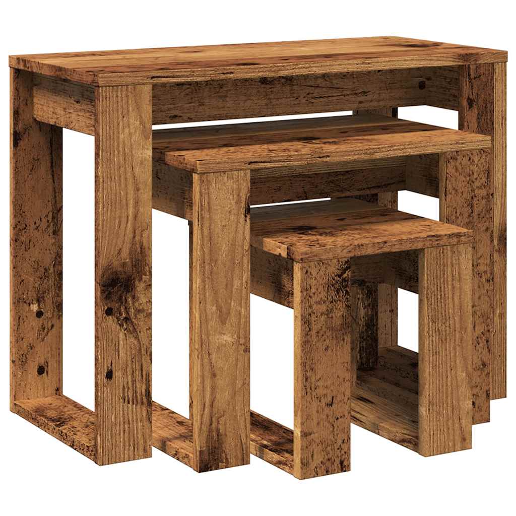 Tables gigognes 3 pcs vieux bois bois d'ingénierie - XIOS
