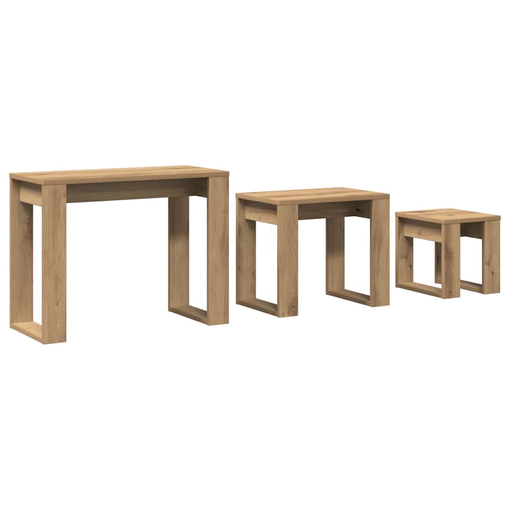Tables gigognes 3 pcs chêne artisanal bois d'ingénierie - XIOS