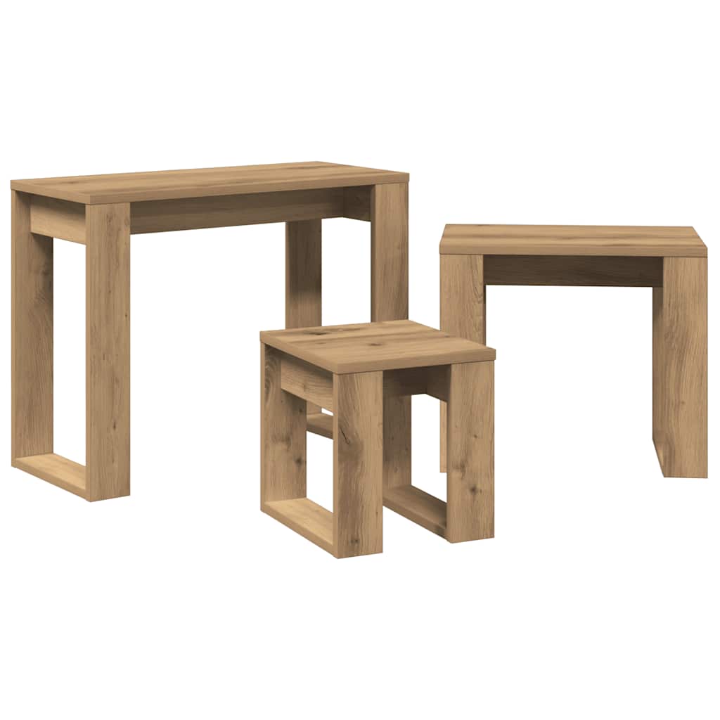 Tables gigognes 3 pcs chêne artisanal bois d'ingénierie - XIOS