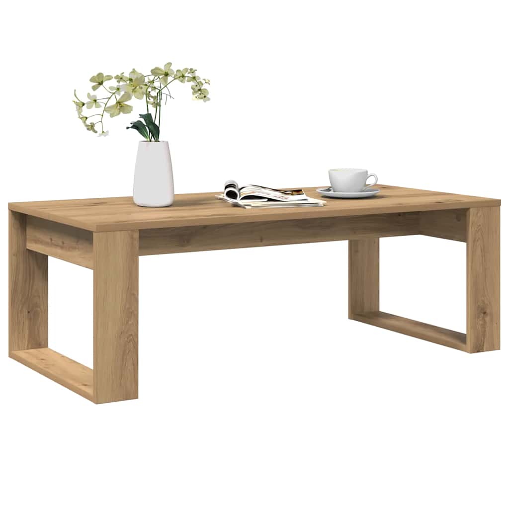 Table basse chêne artisanal 102x50x35 cm bois d'ingénierie - XIOS